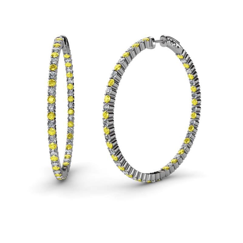 Carisa 1.80 mm Yellow Sapphire and Diamond Hoop Earrings 