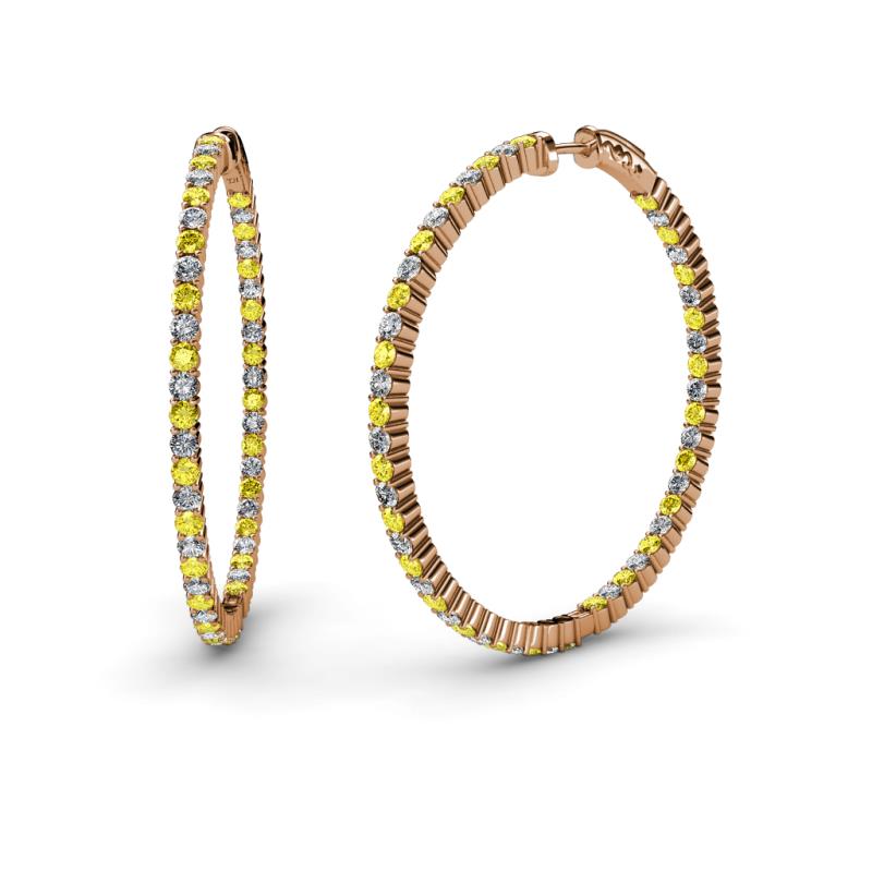 Carisa 1.80 mm Yellow Sapphire and Diamond Hoop Earrings 