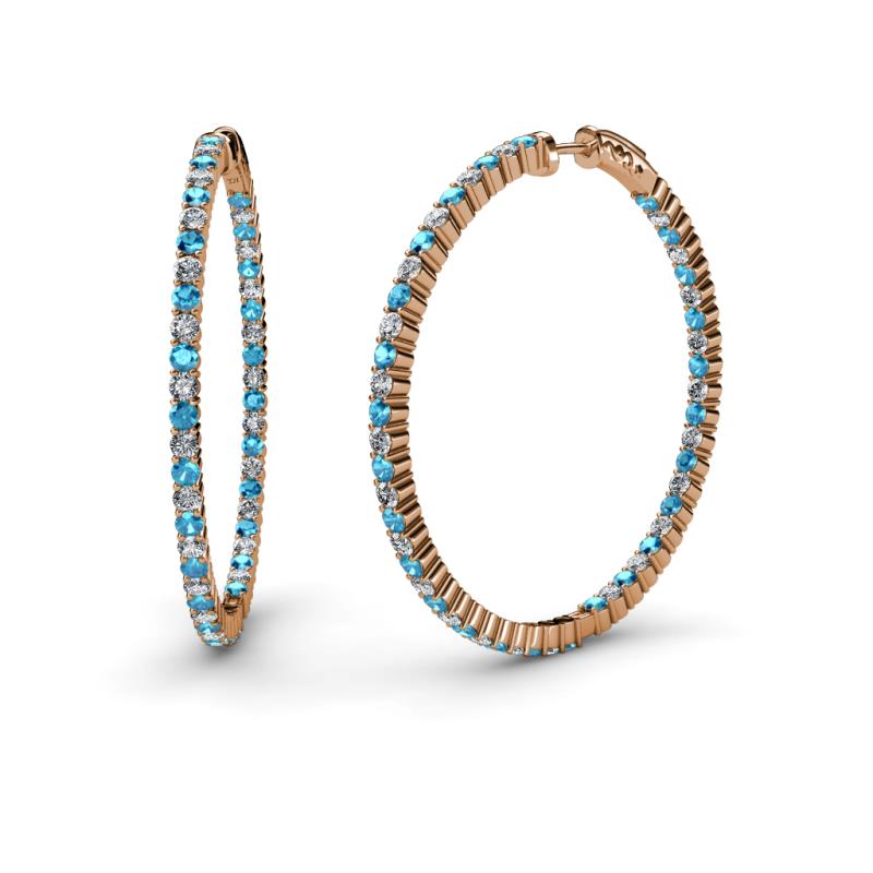 Carisa 1.80 mm London Blue Topaz and Diamond Hoop Earrings 