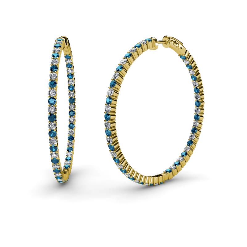 Carisa 1.80 mm Blue and White Diamond Hoop Earrings 