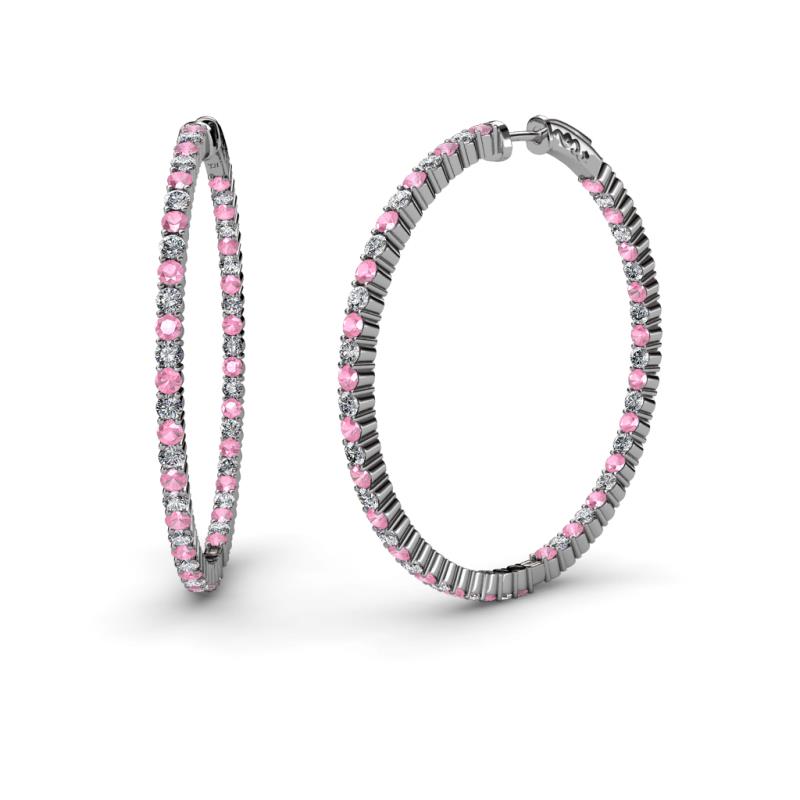 Carisa 1.80 mm Pink Tourmaline and Diamond Hoop Earrings 