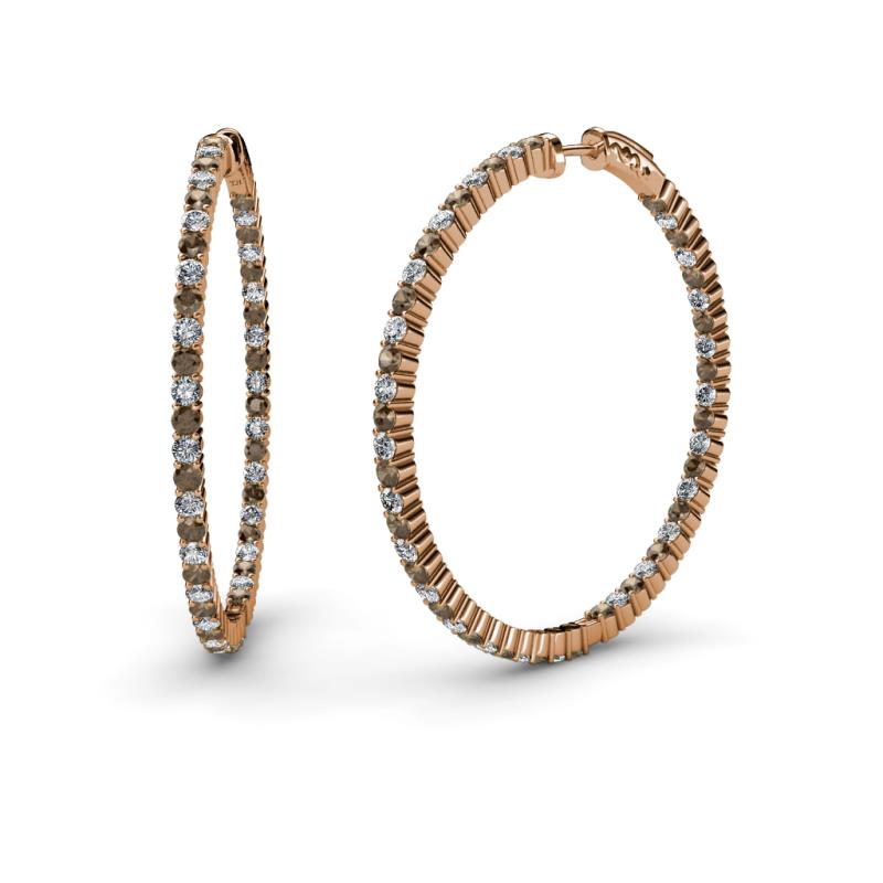 Carisa 1.80 mm Smoky Quartz and Diamond Hoop Earrings 
