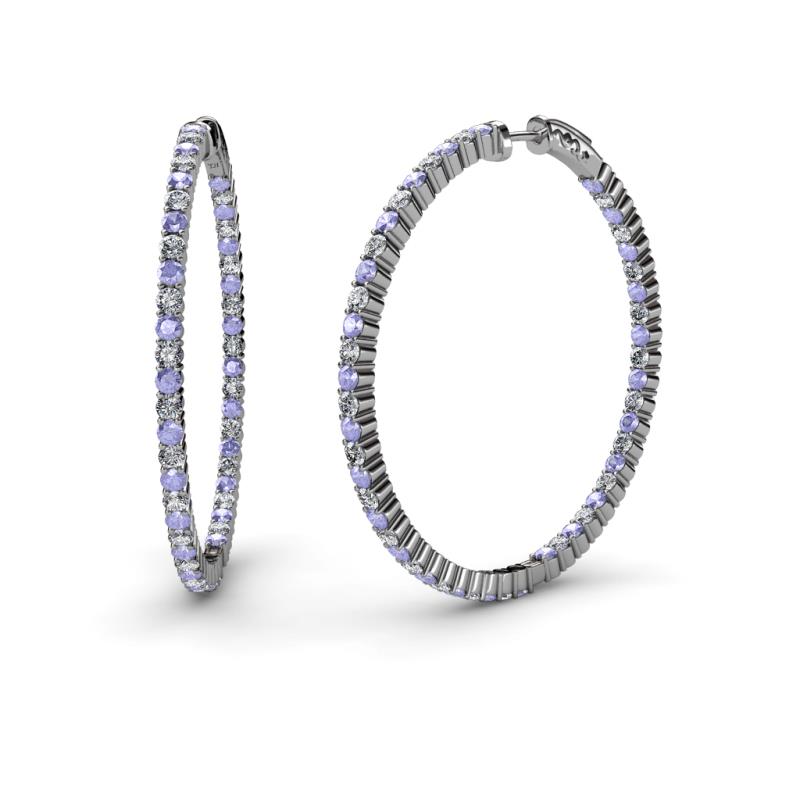 Carisa 1.80 mm Tanzanite and Lab Grown Diamond Hoop Earrings 