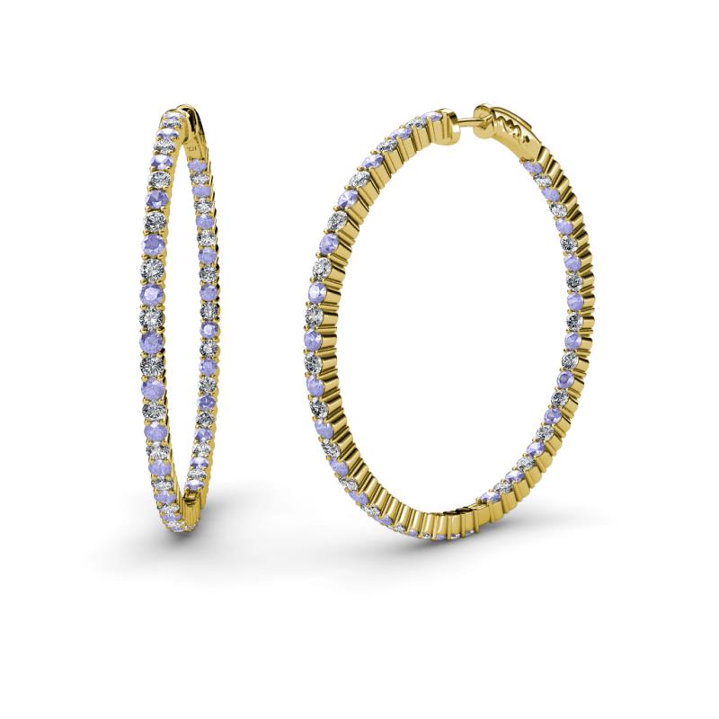 Carisa 1.80 mm Tanzanite and Lab Grown Diamond Hoop Earrings 