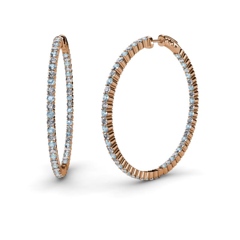 Carisa 1.80 mm Aquamarine and Lab Grown Diamond Hoop Earrings 