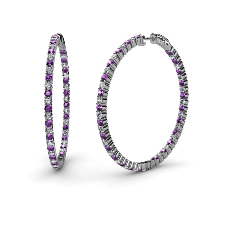Carisa 1.80 mm Amethyst and Lab Grown Diamond Hoop Earrings 