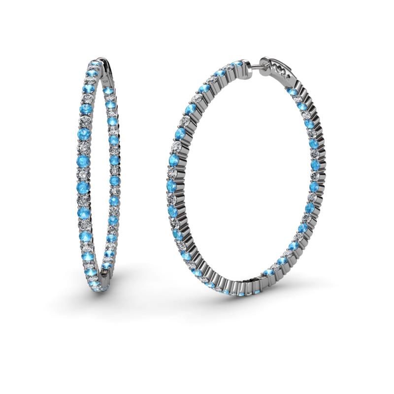 Carisa 1.80 mm Blue Topaz and Lab Grown Diamond Hoop Earrings 