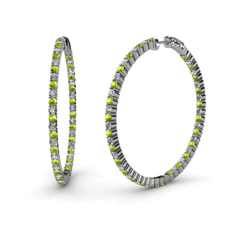 Carisa 1.80 mm Peridot and Lab Grown Diamond Hoop Earrings 