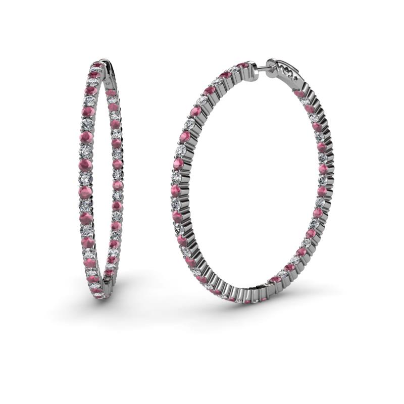Carisa 1.80 mm Rhodolite Garnet and Lab Grown Diamond Hoop Earrings 