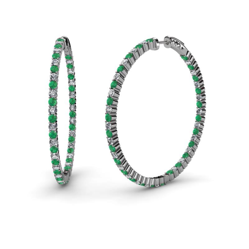 Carisa 1.80 mm Emerald and Lab Grown Diamond Hoop Earrings 