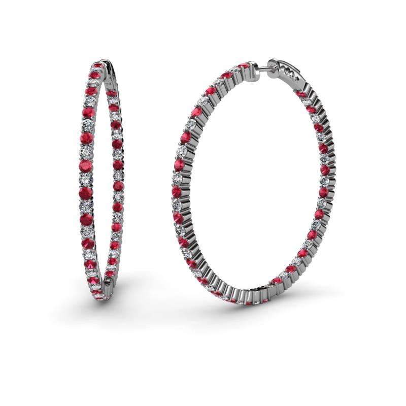Carisa 1.80 mm Ruby and Lab Grown Diamond Hoop Earrings 
