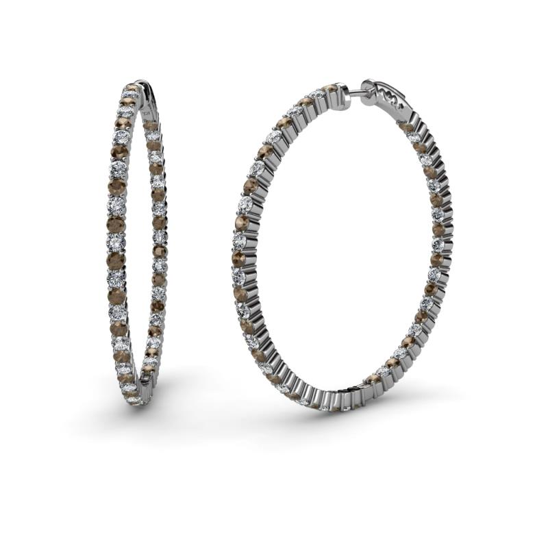 Carisa 1.80 mm Smoky Quartz and Lab Grown Diamond Hoop Earrings 
