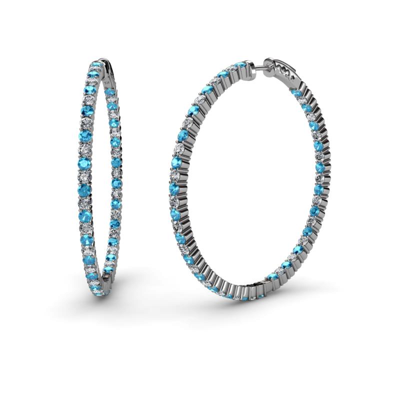 Carisa 1.80 mm London Blue Topaz and Lab Grown Diamond Hoop Earrings 