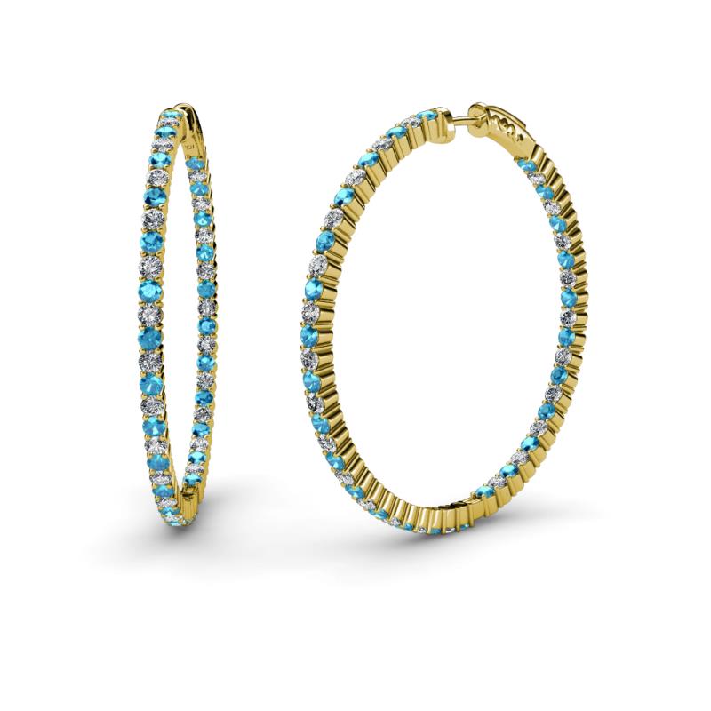 Carisa 1.80 mm London Blue Topaz and Lab Grown Diamond Hoop Earrings 