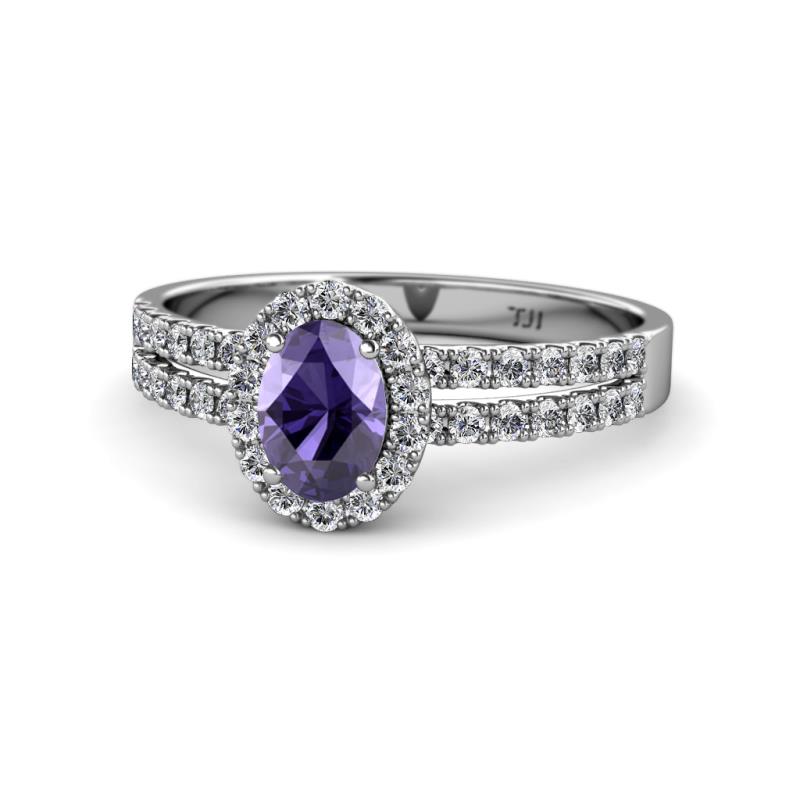 Amaya Desire Iolite and Diamond Halo Engagement Ring 