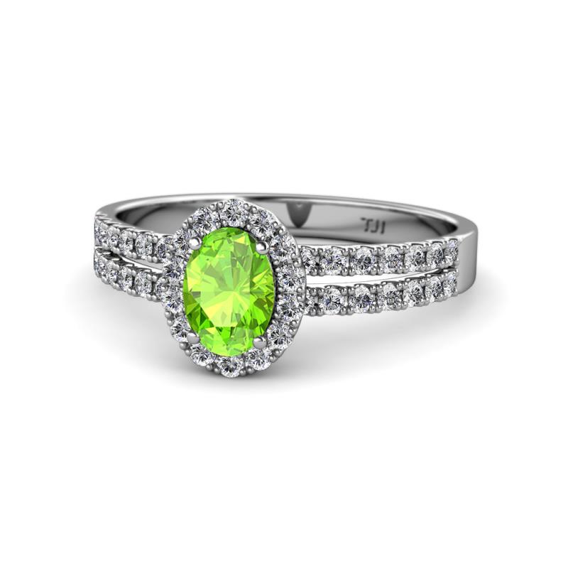 Amaya Desire Peridot and Diamond Halo Engagement Ring 