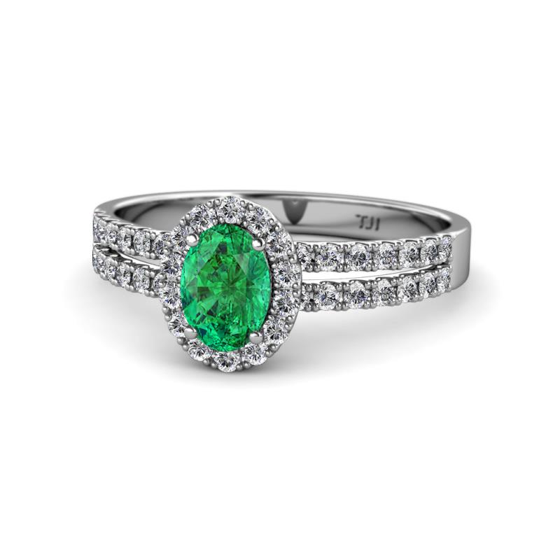 Amaya Desire Emerald and Diamond Halo Engagement Ring 