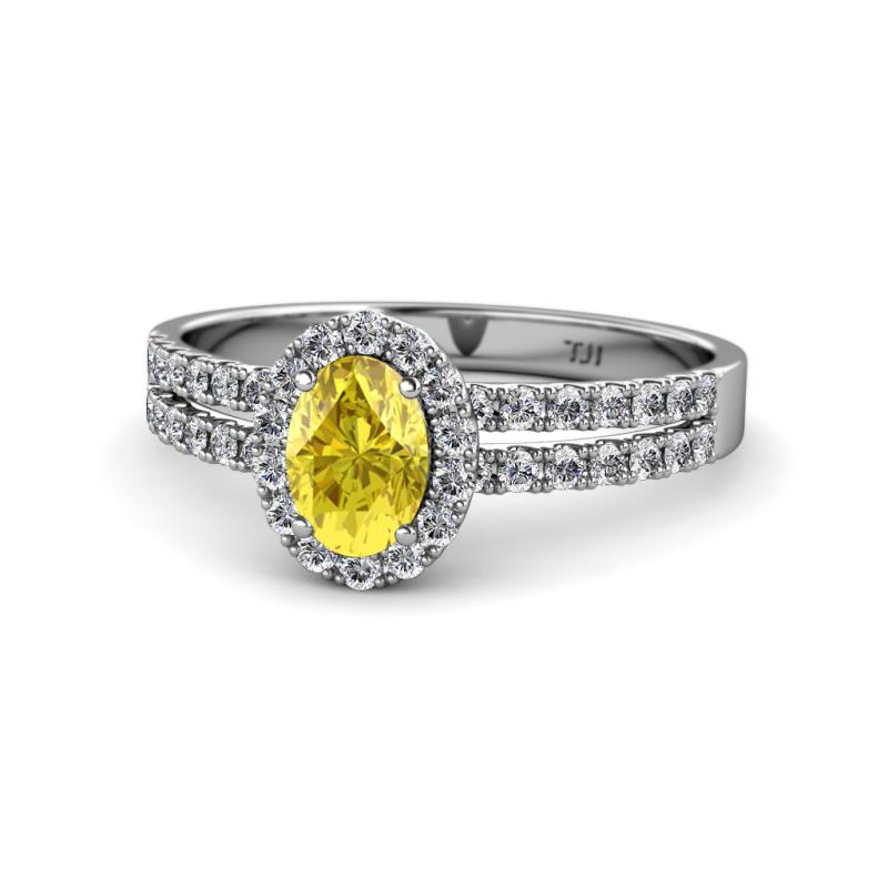 Amaya Desire Yellow Sapphire and Diamond Halo Engagement Ring 