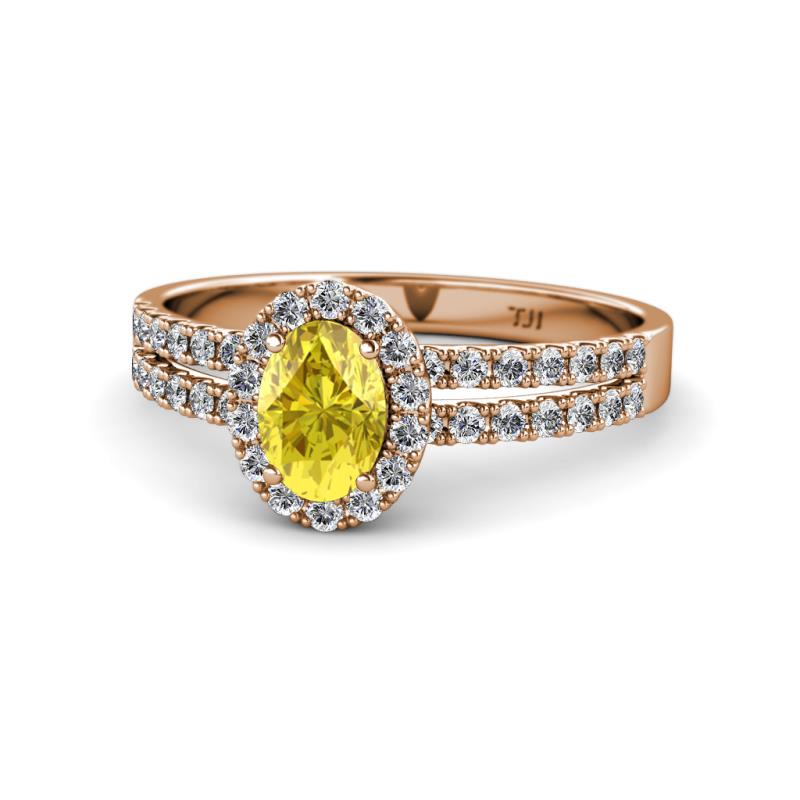 Amaya Desire Yellow Sapphire and Diamond Halo Engagement Ring 