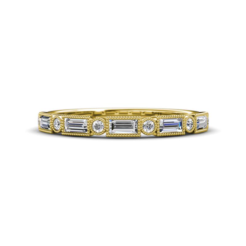 Kelli 0.67 ctw Baguette Shape and Round Lab Grown Diamond Milgrain Wedding Band 