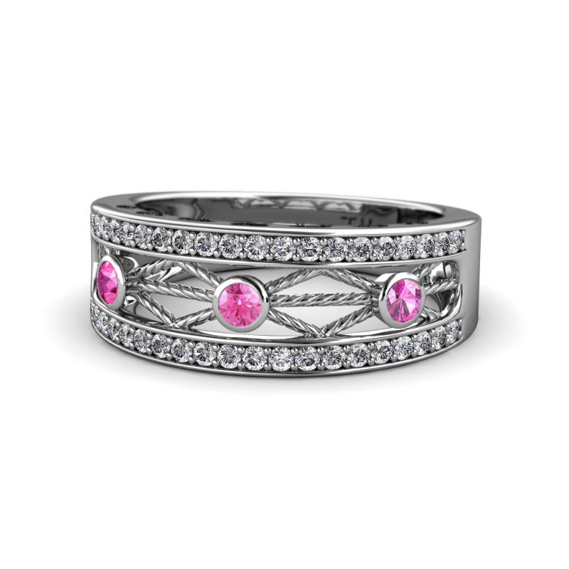 Aurelia 0.51 ctw Pink Sapphire and Lab Grown Diamond Wedding Band 