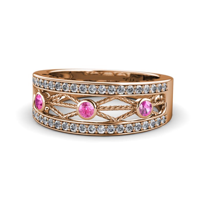 Aurelia 0.51 ctw Pink Sapphire and Lab Grown Diamond Wedding Band 