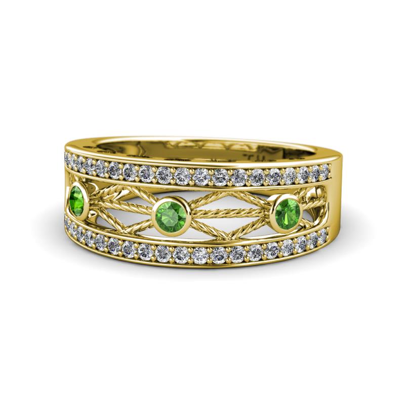 Aurelia 0.54 ctw Green Garnet and Lab Grown Diamond Wedding Band 