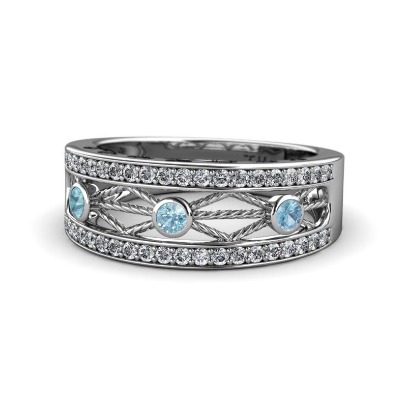 Aurelia 0.47 ctw Aquamarine and Lab Grown Diamond Wedding Band 