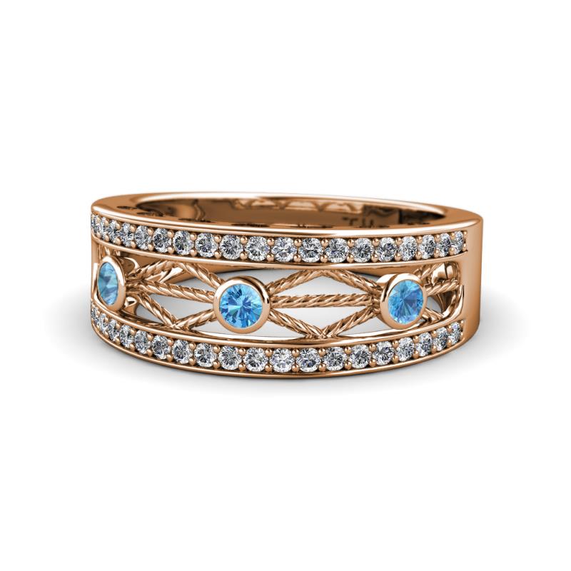 Aurelia 0.52 ctw Blue Topaz and Lab Grown Diamond Wedding Band 