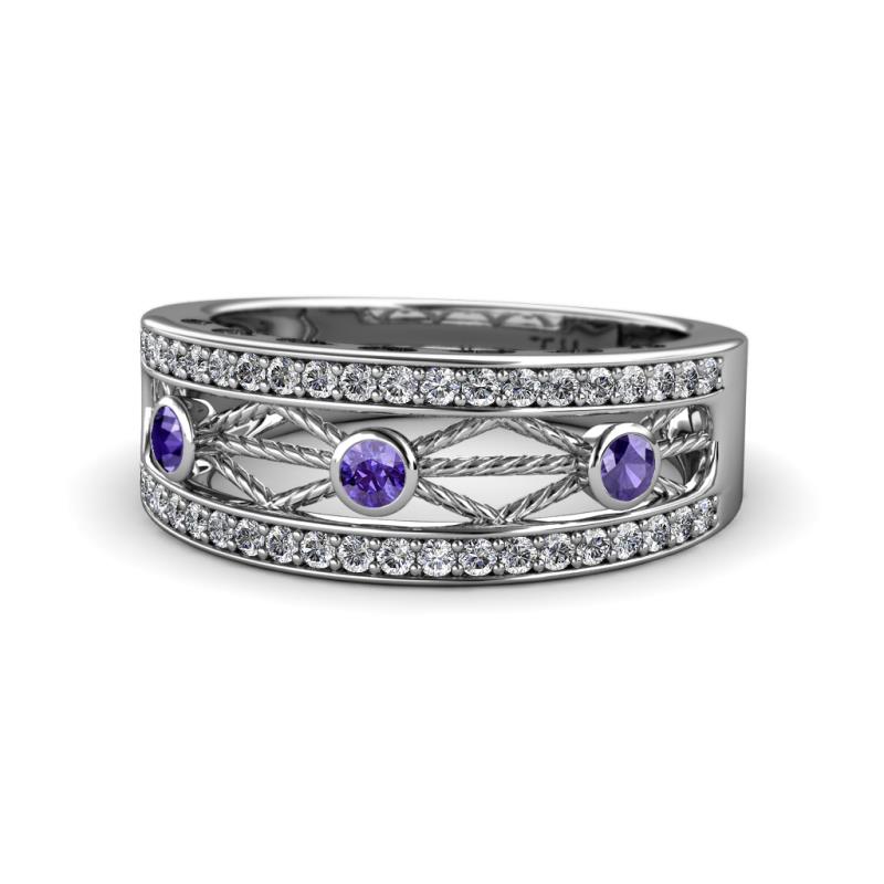 Aurelia 0.47 ctw Iolite and Lab Grown Diamond Wedding Band 