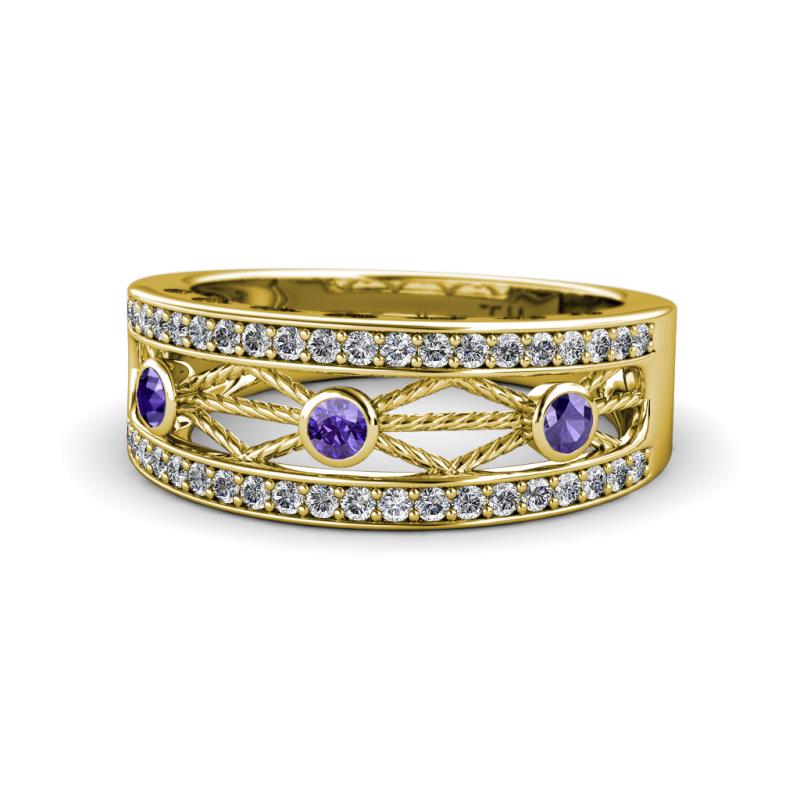 Aurelia 0.47 ctw Iolite and Lab Grown Diamond Wedding Band 