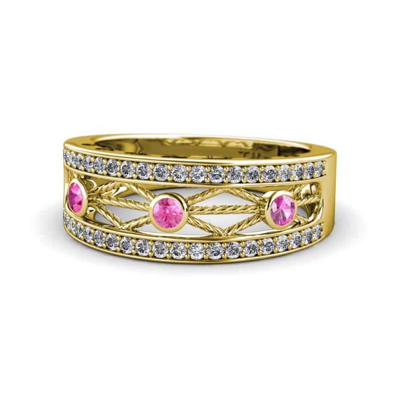 Aurelia 0.51 ctw Pink Sapphire and Lab Grown Diamond Wedding Band 