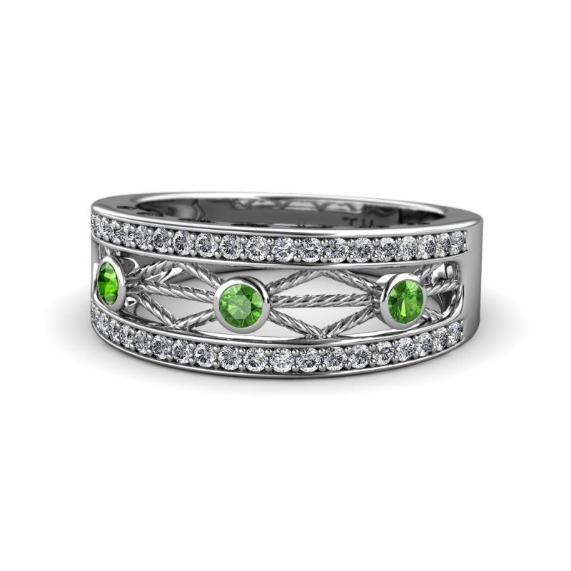 Aurelia 0.54 ctw Green Garnet and Lab Grown Diamond Wedding Band 