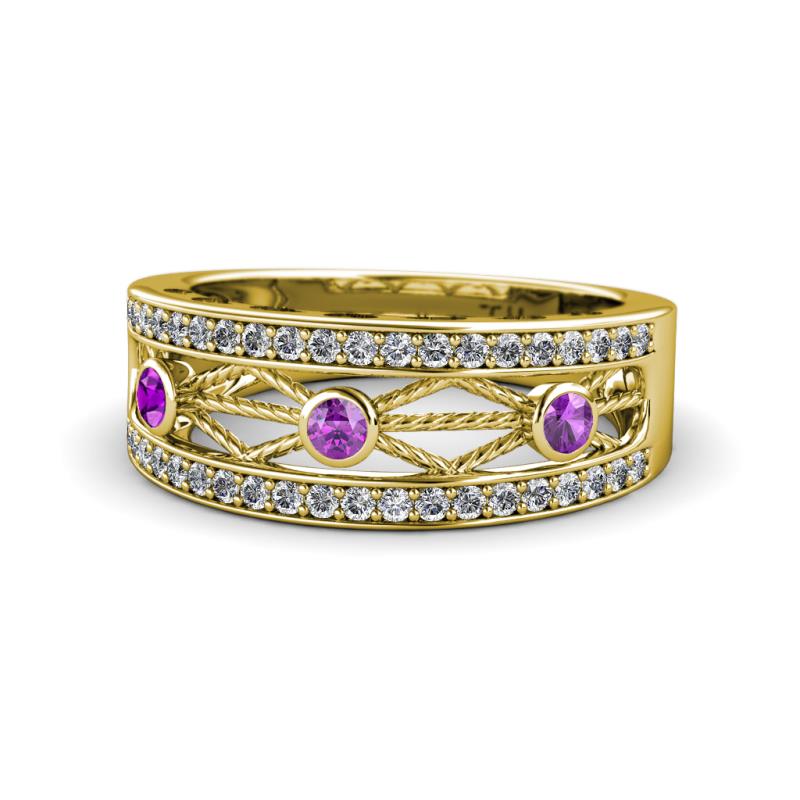 Aurelia 0.47 ctw Amethyst and Lab Grown Diamond Wedding Band 