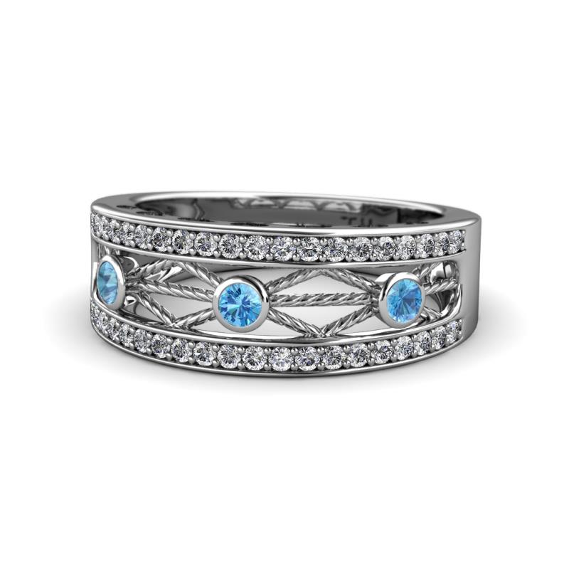 Aurelia 0.52 ctw Blue Topaz and Lab Grown Diamond Wedding Band 