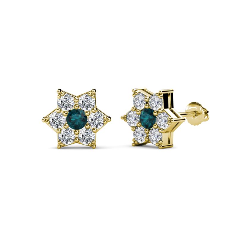 Amora London Blue Topaz and Diamond Flower Earrings 
