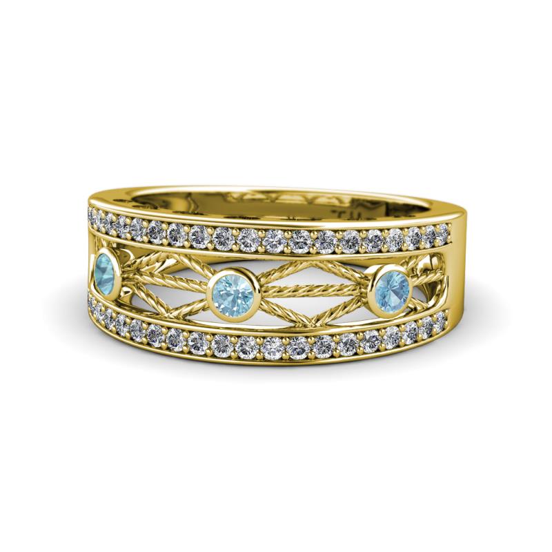 Aurelia 0.47 ctw Aquamarine and Natural Diamonds Wedding Band 