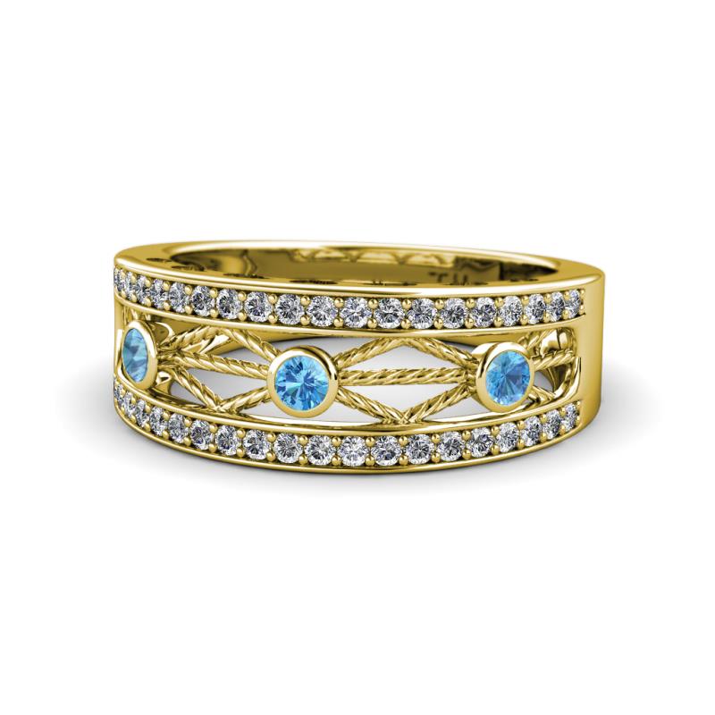 Aurelia 0.52 ctw Blue Topaz and Natural Diamonds Wedding Band 