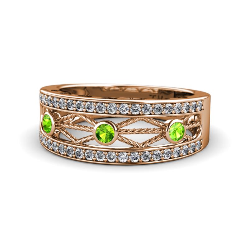 Aurelia 0.54 ctw Peridot and Natural Diamonds Wedding Band 