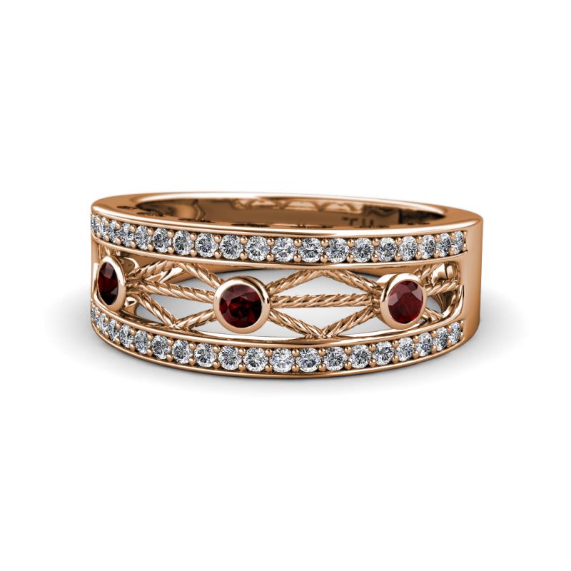 Aurelia 0.54 ctw Red Garnet and Natural Diamonds Wedding Band 