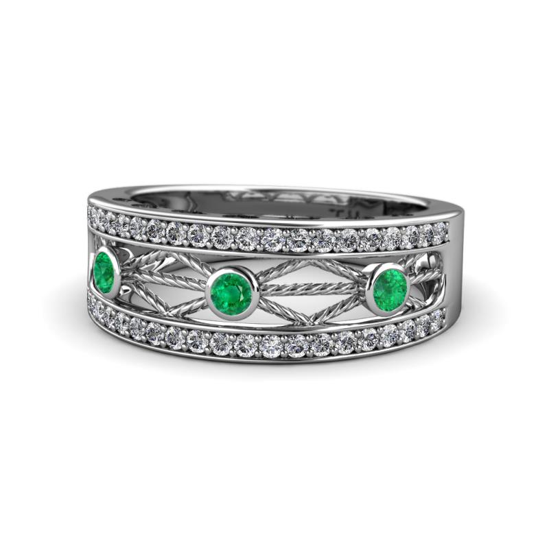 Aurelia 0.47 ctw Emerald and Natural Diamonds Wedding Band 