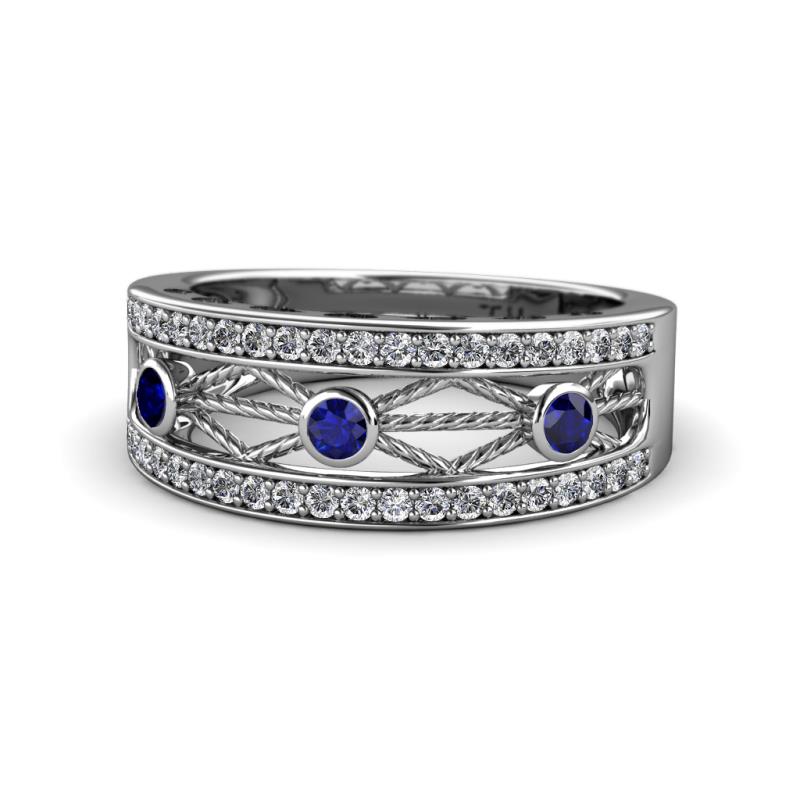 Aurelia 0.52 ctw Blue Sapphire and Natural Diamonds Wedding Band 