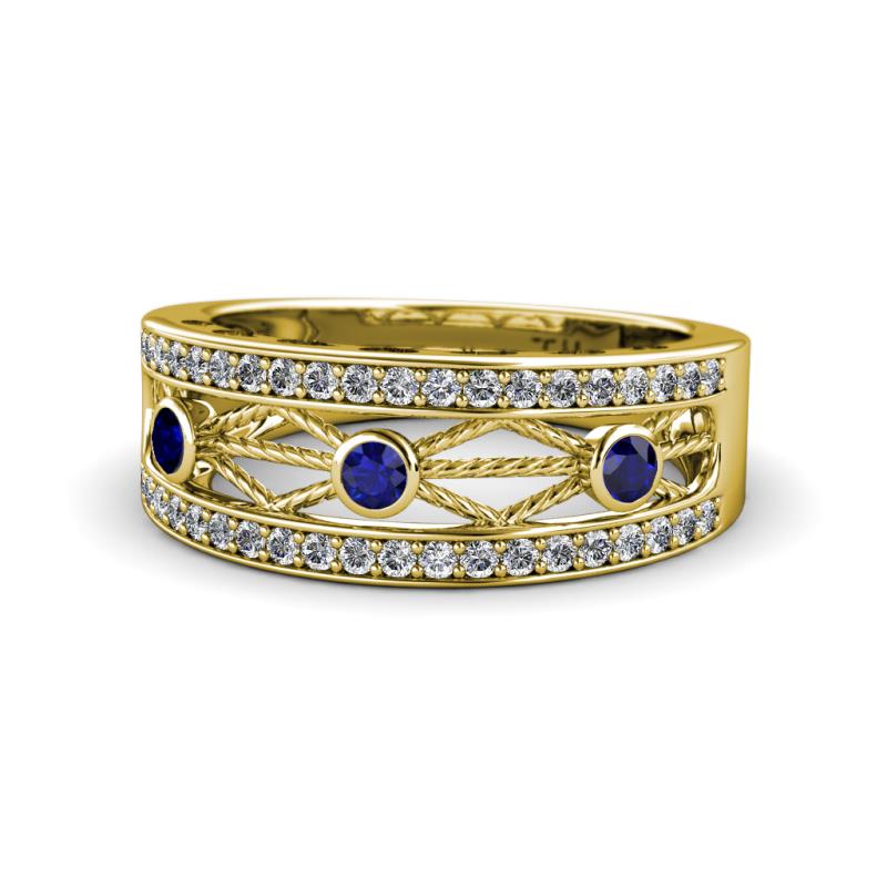 Aurelia 0.52 ctw Blue Sapphire and Natural Diamonds Wedding Band 
