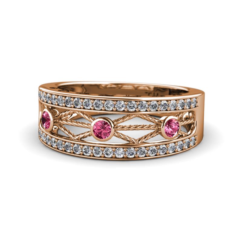 Aurelia 0.47 ctw Pink Tourmaline and Natural Diamonds Wedding Band 