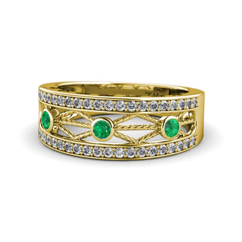 Aurelia 0.47 ctw Emerald and Natural Diamonds Wedding Band 