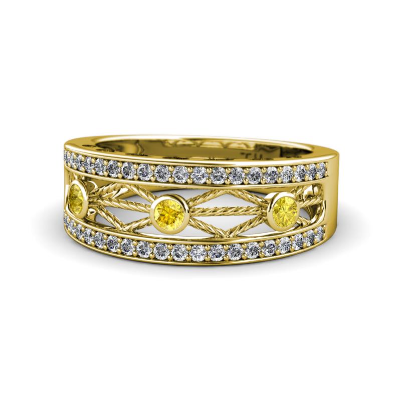 Aurelia 0.52 ctw Yellow Sapphire and Natural Diamonds Wedding Band 