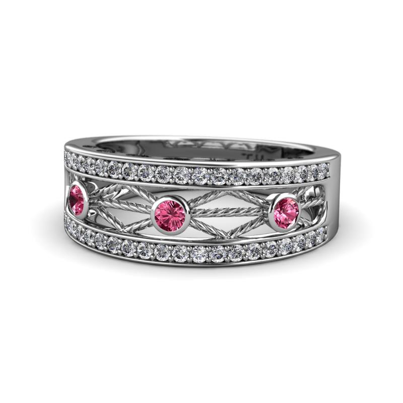 Aurelia 0.47 ctw Pink Tourmaline and Natural Diamonds Wedding Band 