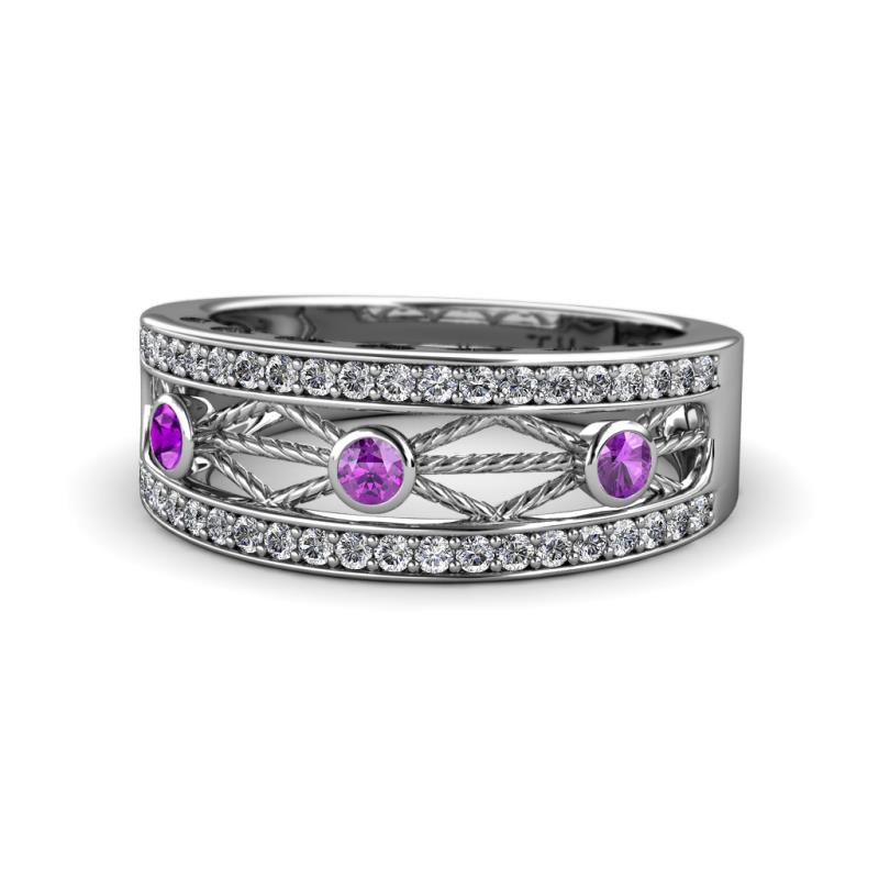 Aurelia 0.47 ctw Amethyst and Natural Diamonds Wedding Band 