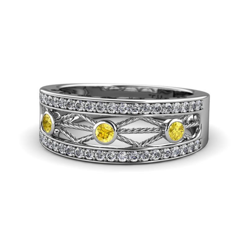 Aurelia 0.52 ctw Yellow Sapphire and Natural Diamonds Wedding Band 