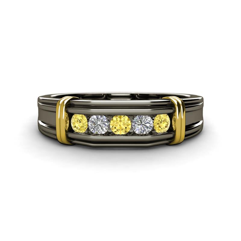 Kevin 0.56 ctw Yellow Sapphire and Natural Diamond Men Wedding Band (7.80 mm) 